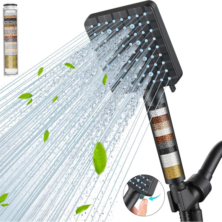 Filtered Shower Head With Handheld, High Pressure 6 Spray Mode Showerhead With Filters, Water Softener Filters Beads For Hard Water - Remove Chlorine - Reduces Dry Itchy Skin