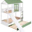 Lit simple superposé simple avec glissière et lit gigogne convertible, blanc +, lit sécuritaire pour chambre à coucher, glissade en pin, coulissant pour les nuits, structure