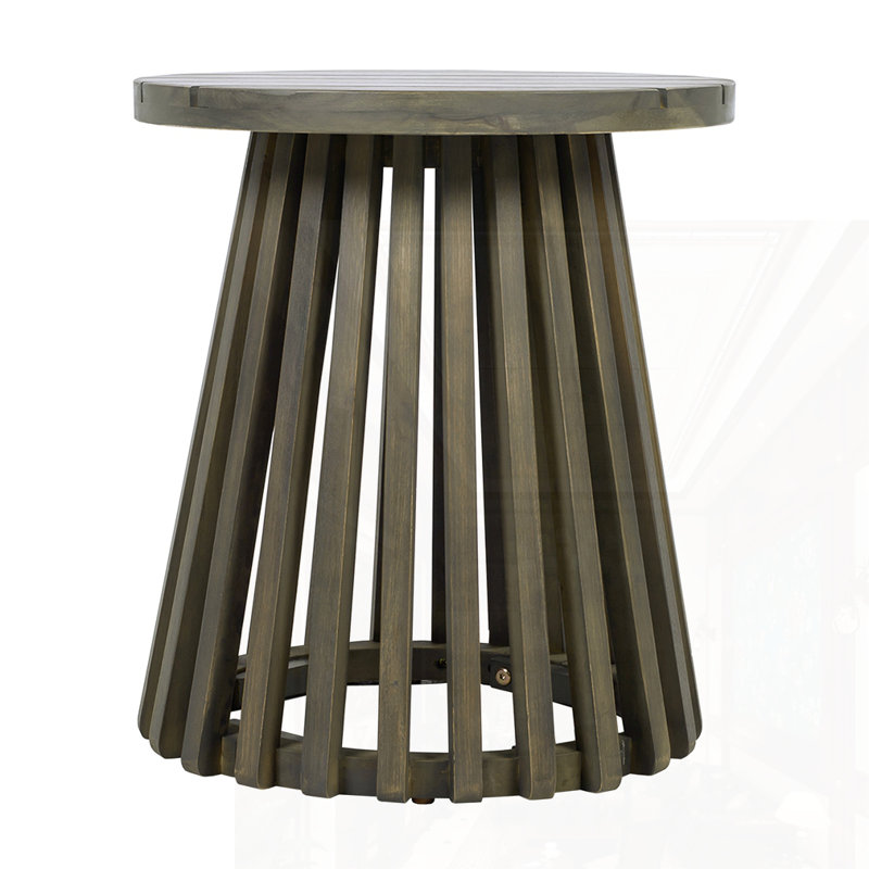 Outdoor Acacia Wood Patio Side Table, Gray