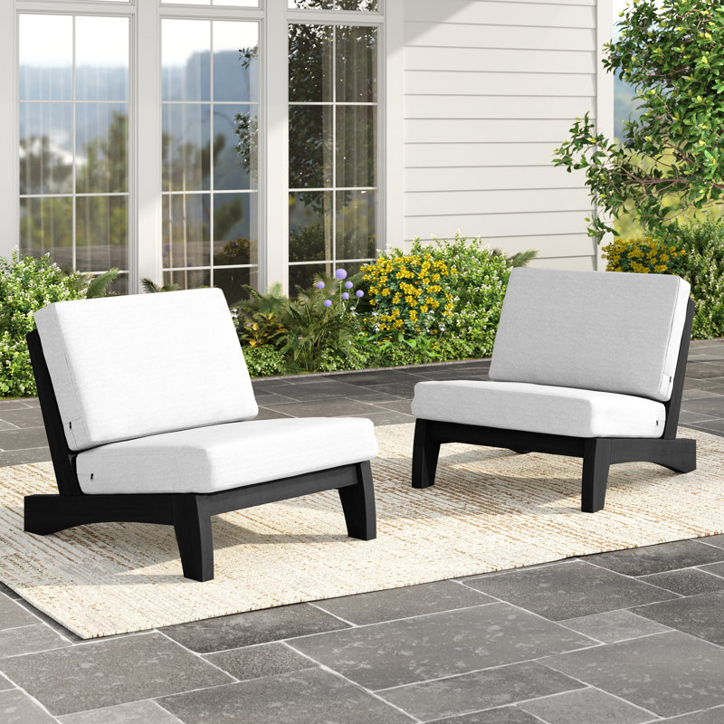Ensemble de conversation d'extérieur 2 pièces avec coussins pour patio ou jardin Polett, Noir, Blanc