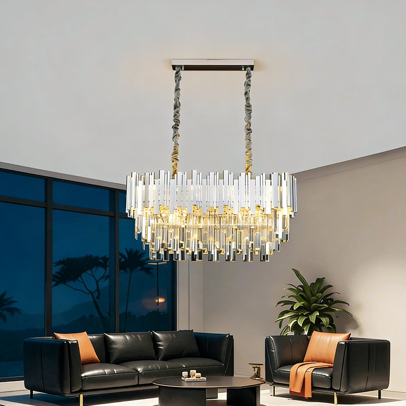 10 - Light Chandelier, Silver, Length 80cm