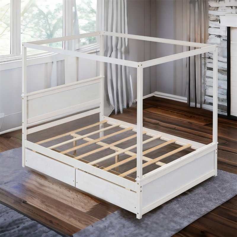 Lit avec rangement Kingsburg, Blanc
