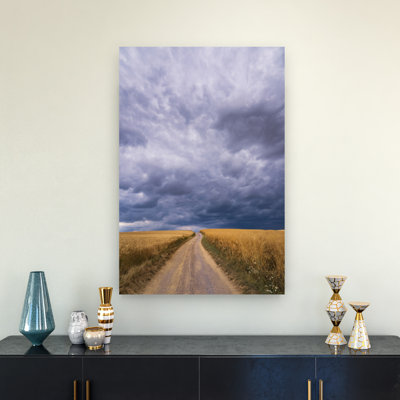 Storm Over Golden Fields Dramatic Abstract Contemporary Autumn Landscape Wall Art Print
