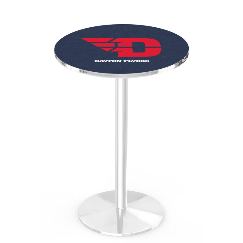 Round Metal Base Dining Table, Chrome, University of Dayton