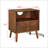 Mid Century Modern Fluted Nightstand With Charging Station, USB Ports, And Outlet Hole, 4 Solid Wood Legs, Open Space, And Drawer, Walnut