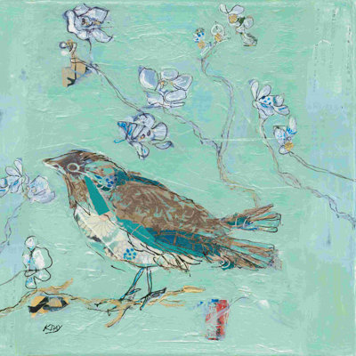 " Aqua Bird With Teal " by Kellie Day
