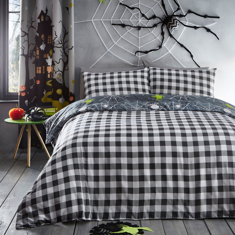 Spiders Polyester Block Print Duvet Cover Set with Pillowcases Included, Double Duvet Cover + 2 Standard Pillowcases