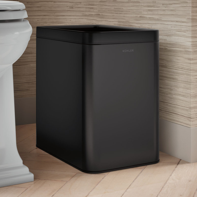 Poubelle à couvercle ouvert 25 litres, Noir métallique