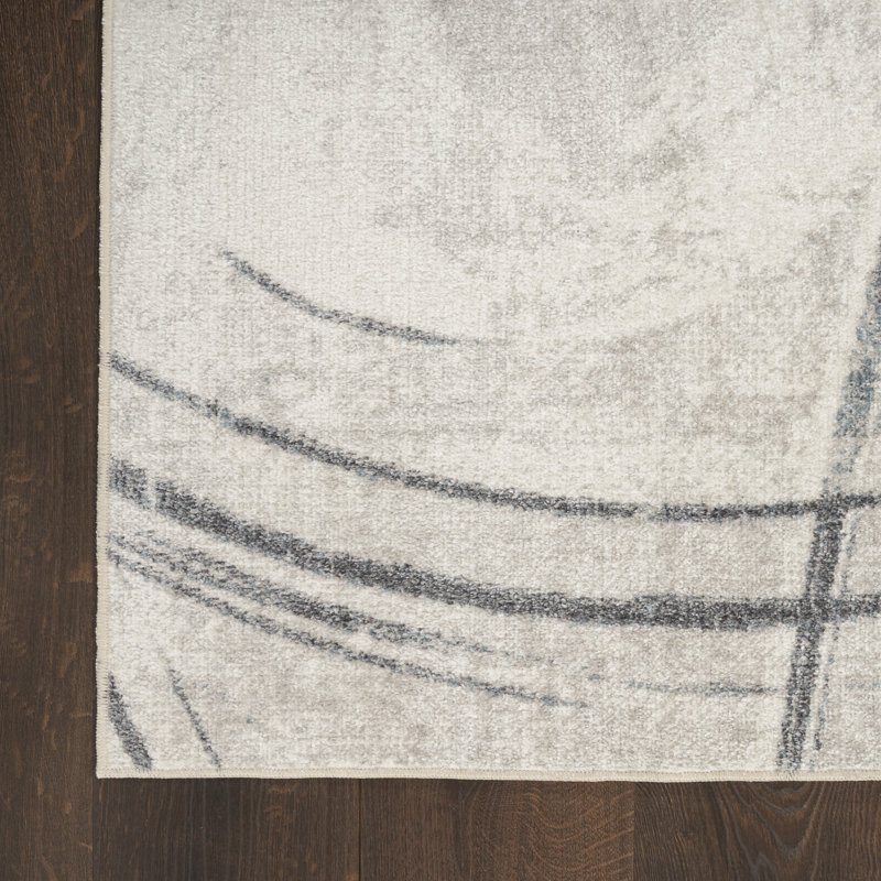 Astra Machine Washable Silver Blue Modern Indoor Rug, Rectangle 7'10" x 10'