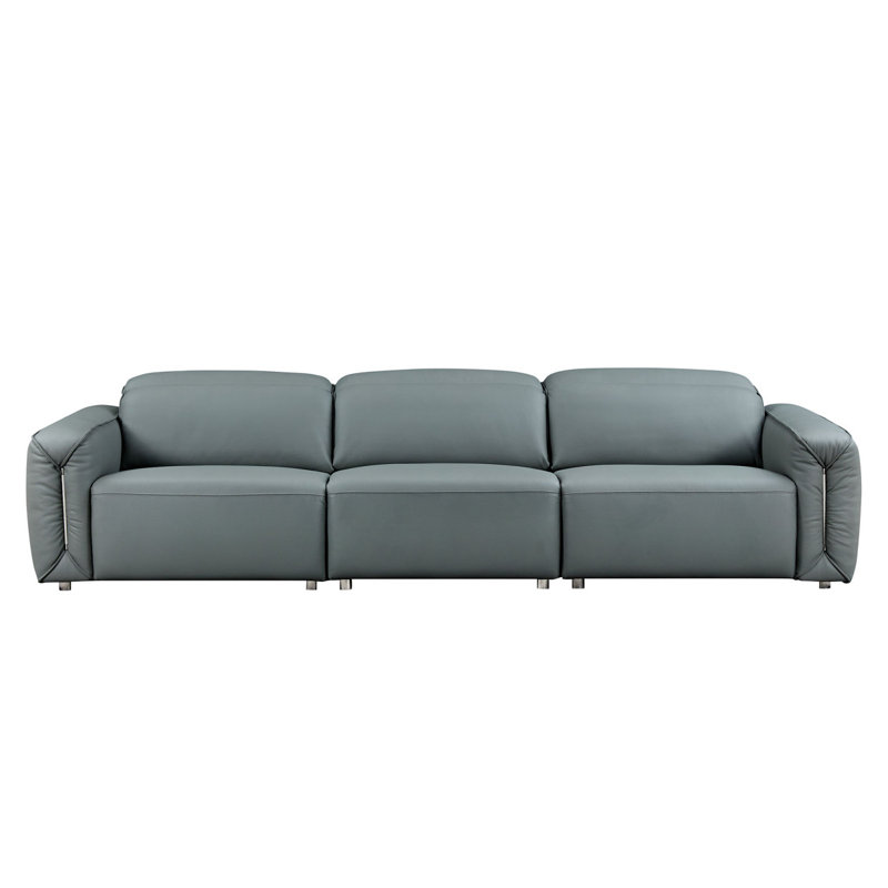Canapé moderne en cuir 3 places à conception simple, canapé confortable avec sièges très profonds, canapé-lit réglable, Gris