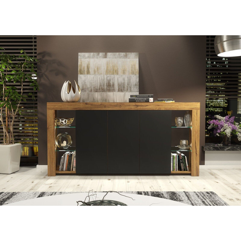 Bebak Unfinished Sidebaord for TVs up to 60", Oak/Black