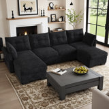 112.9" U-Shaped Sectional Couch With Double Chaise, Spacious Modular Sectional Sofa With Ottoman For Living Room, Deep 5-Seat Sofa Set For Apartment Or Office