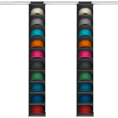 Organisateur à 10 compartiments pour casquettes de baseball, organisateur de rangement suspendu pour 2 casquettes, tablette de présentation en tissu non tissé pouvant contenir jusqu'à 40 chapeaux, support de casquette pour garde-robe, chambre à coucher