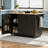 Fluted Cabinet Rolling Kitchen Island with Drop Leaf Top, Adjustable Interior Shelves & Convertible Feet Design-129521293