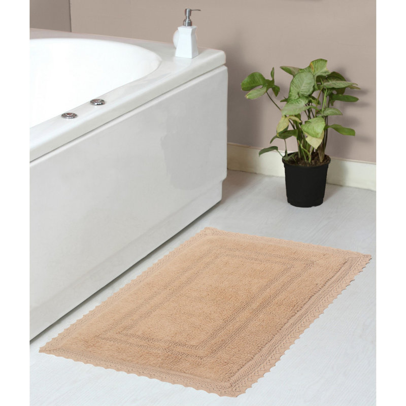 Opulent Absorbent Cotton Soft Bath Rug, 21" W x 34" L, Linen