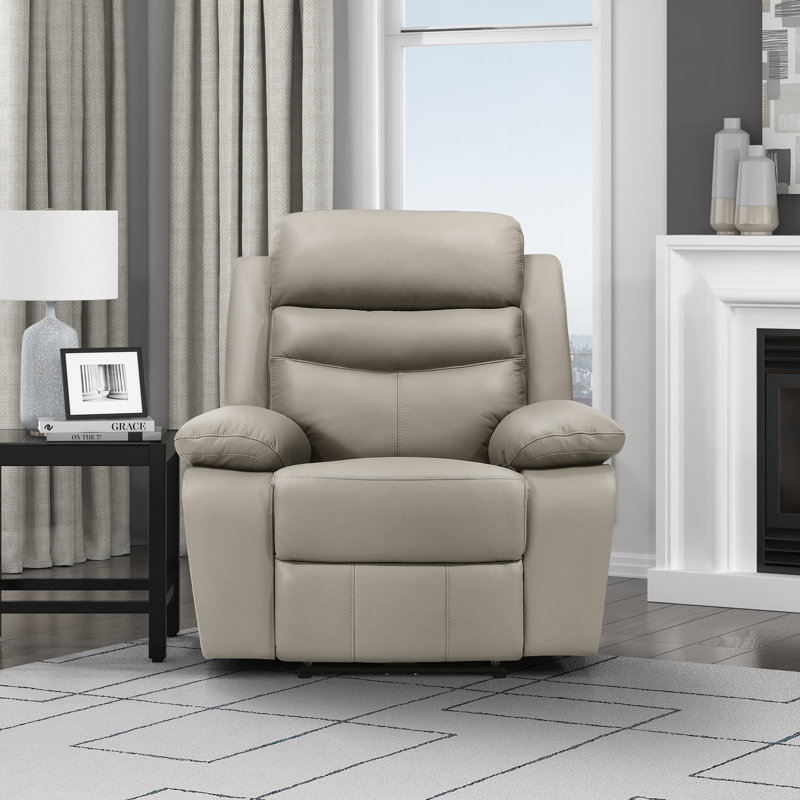 Kaniel 41" Modern Power Top Grain Leather Reclining Chair with USB Charging, One-Touch Control & High-Density Foam