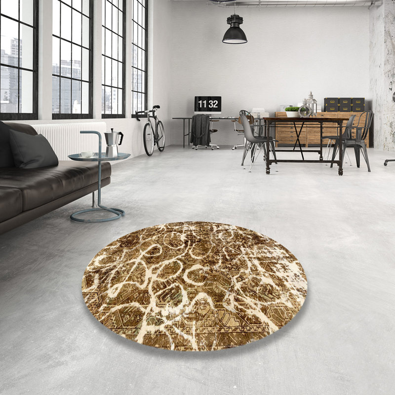 Tapis décoratif multicolore à motif abstrait, Rond 8 pi