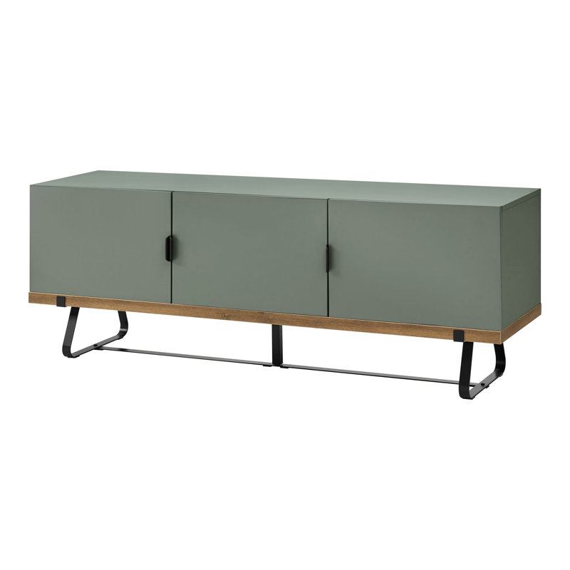 Console télé 60 po Maronay, Vert / bois de chêne