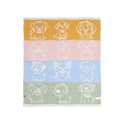 Jeté de luxe à motif animalier multicolore pour enfants - CHIOTS