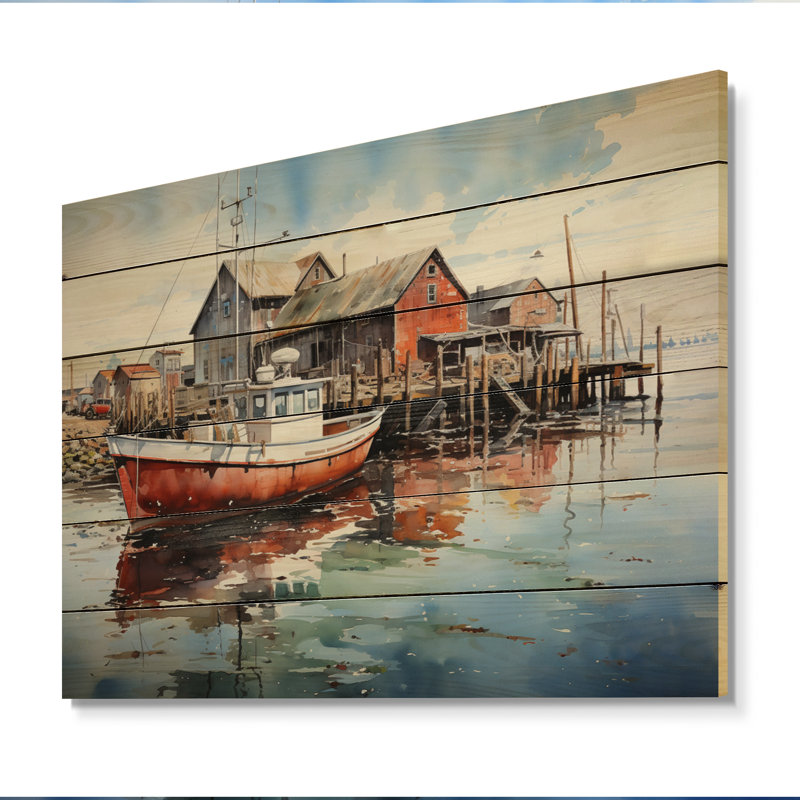 Port Portside Reflection Pointillism I sur impression sur bois, H 10 po x l 20 po x P 0,78 po