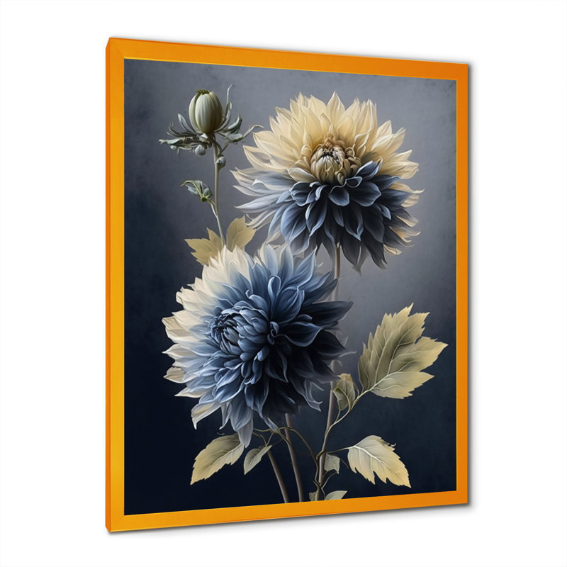 «Hyperrealistic Blue and Gold Flower I», reproduction sur toile, H 32 po x l 24 po x P 1 po