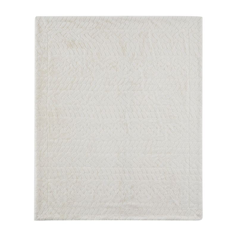 Pejsach Machine Woven Throw Blanket, Ivory