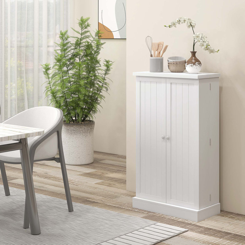 Armoire de rangement de cuisine avec tablettes réglables, Blanc