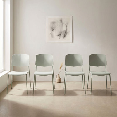 Set of Four Black Aspen Academy Kitchen Side Chairs, Stackable Design, Plastic