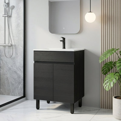 24'' Modern Freestanding Single Bathroom Vanity With Ceramic Top