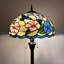 Lampe sur pied Tonsey Tiffany rose vitrail bleu avec colibri fleurs en métal l 16 po x P 16 po x H 64 po
