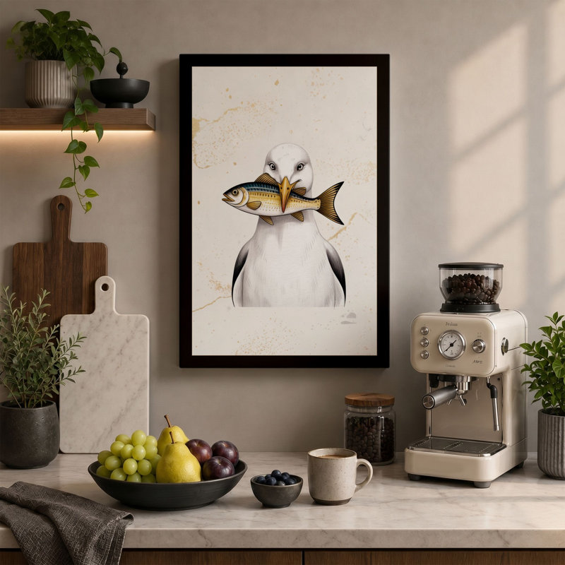Fish on Pearl Boho - Wrapped Canvas, 18x12 - 45.7 x 30.5 cm, White Border