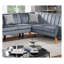 Ensemble canapé d'angle contemporain 2 pièces en velours gris foncé, comprenant un canapé d'angle à gauche et une causeuse d'angle à droite.-331829011