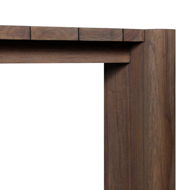 Soho Outdoor Metal Dining Table 86"-Bronze, Stained Saddle Brown