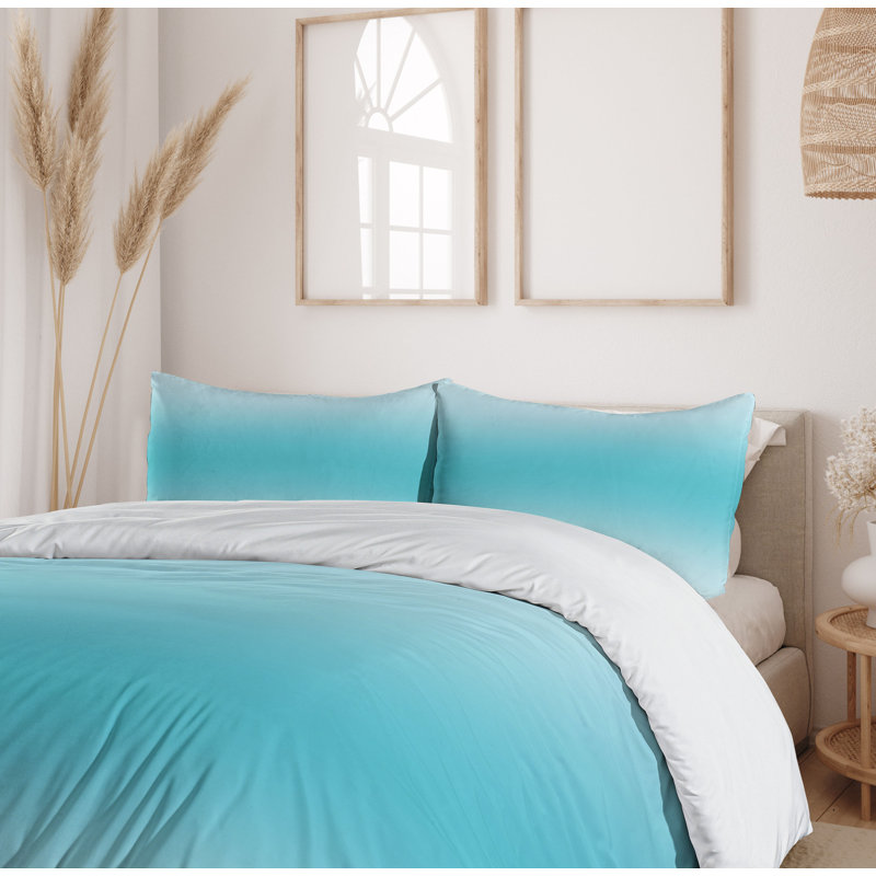 Ombre Modern & Contemporary Polyester Ombre Duvet Cover, King, Turquoise