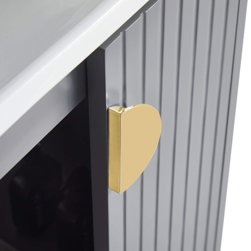 Ensemble de meuble-lavabo simple 48 po Saimah, Gris roche, Laiton satiné