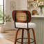 Tabouret de comptoir pivotant en bois massif de 26 po avec dossier en rotin beige (ensemble de 2)-1209169712-1209169726
