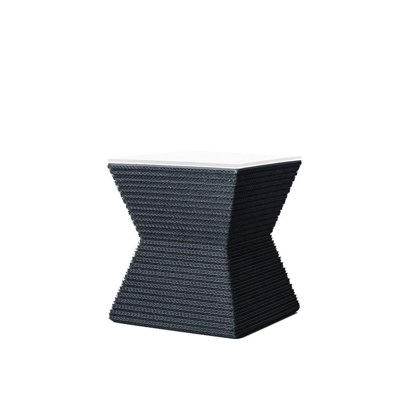 Tabouret décoratif Hetzel, Gris / cuir blanc