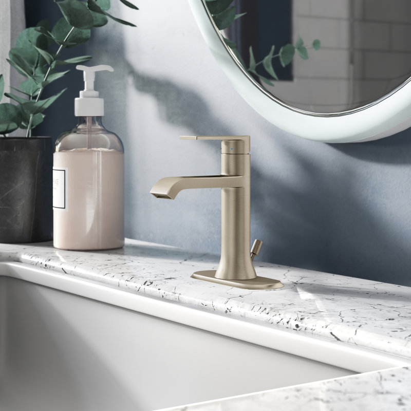 Moen Genta LX Single Hole Bathroom Faucet with Drain Assembly, Brushed Nickel