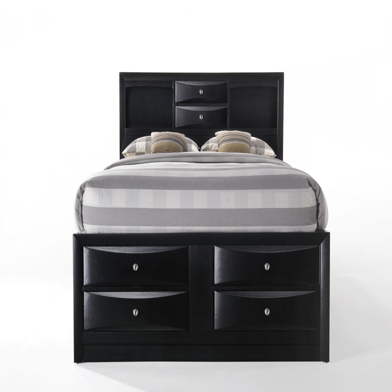 Lit double avec rangement Ireland, Noir