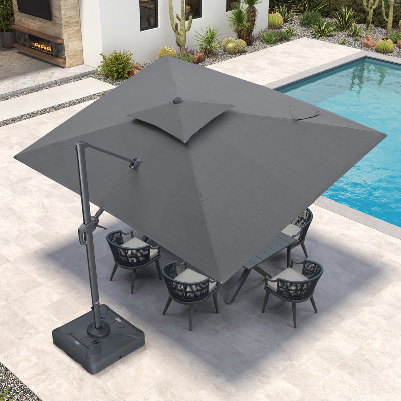 Parasol de patio rectangulaire en porte-à-faux 9 po x 12 po gris brume, Gris