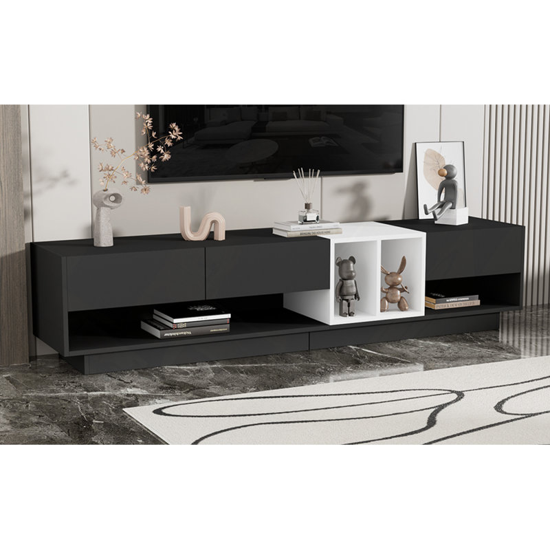 Sleek And Stylish TV Stand With Perfect Storage Solution, Two-Tone Media Console For Tvs Up To 80", Functional TV Cabinet With Versatile Compartment For Living Room