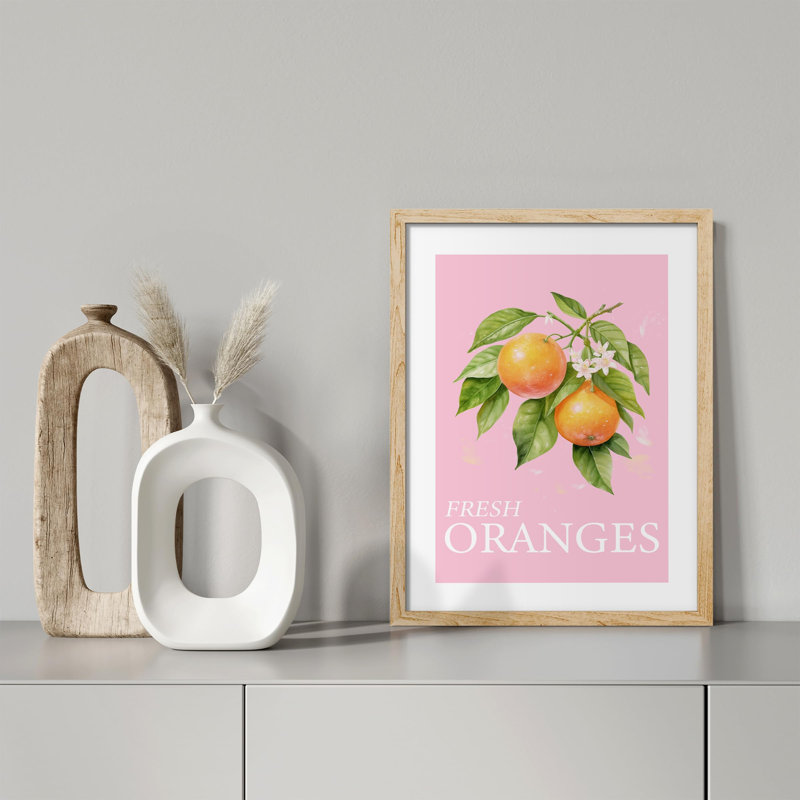 «Kitchen Print Oranges On Tree Branch» sur papier, H 10 po x l 8 po, Naturel