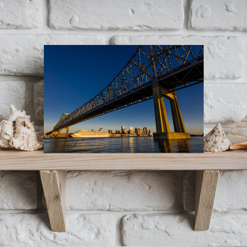 Crescent City Bridges cross Mississippi River New Orleans Louisiana USA 1 Piece Wrapped Canvas Wall Art