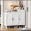 Élégante armoire à chaussures avec portes arquées et tiroir, buffet de rangement de style crème avec tablettes réglables et pieds en bois massif pour le vestibule, salon, blanc-126629909