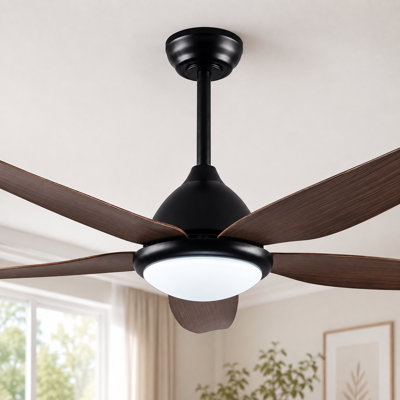 56" Modern Ceiling Fan with Dimmable LED Light, 3CCT, Two Downrods, and Remote Control
