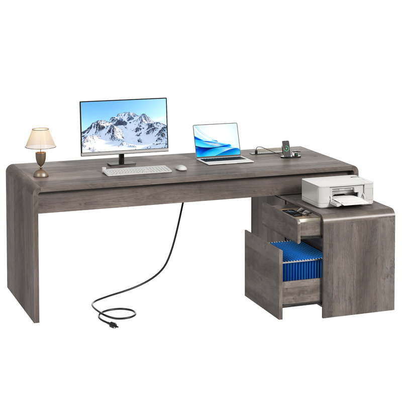  Bureau de direction en L 78,7 po avec armoire Starage, Gris