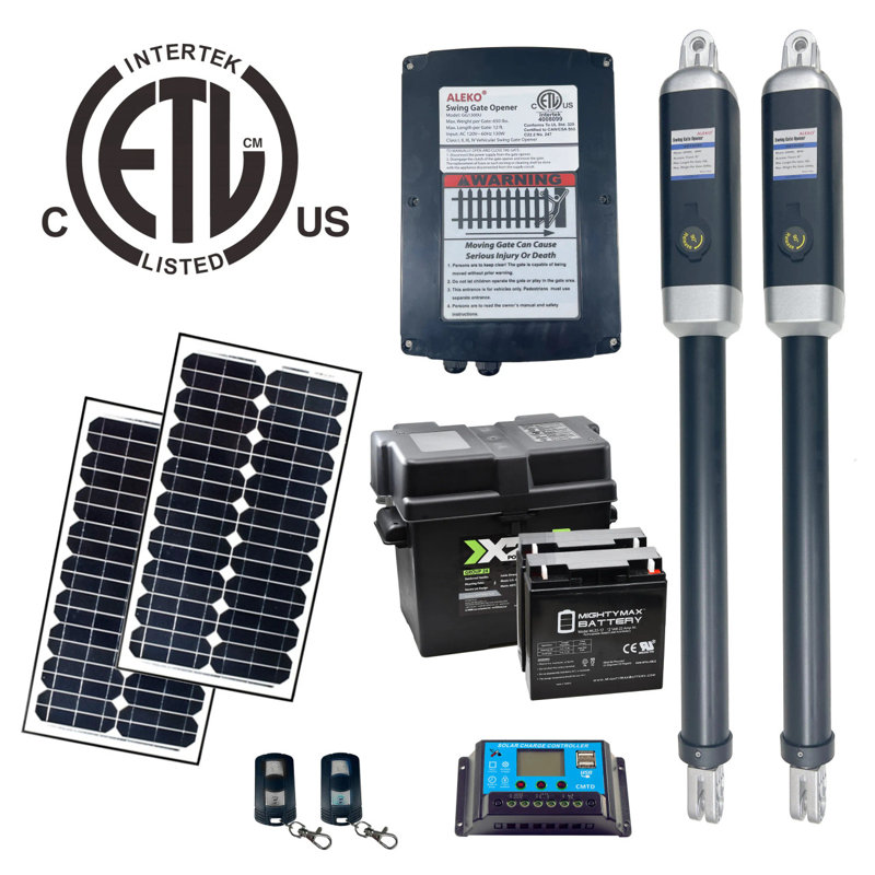 ALEKO Dual Swing Gate Operator with Solar Kit and Battery Backup