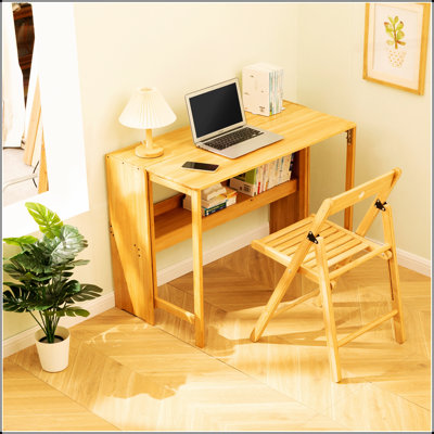 Bureau en bambou pliant, bureau d'ordinateur peu encombrant pour petits espaces, table d'étude pliable pour chambre à coucher, bureau personnel, dortoir, appartement