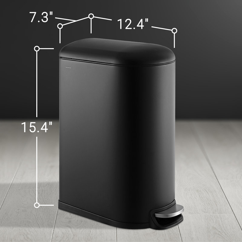 Black Stainless Steel Fingerprint Resistant Step-Open Trash Can