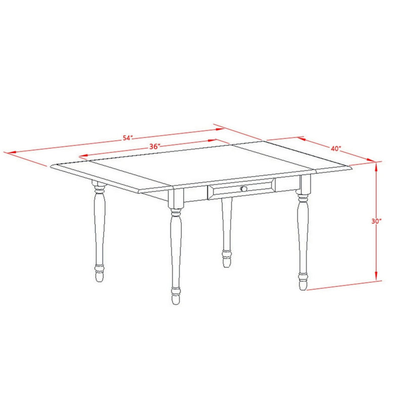 L'ensemble 5 pièces de table et chaises de cuisine comprend une table de salle à manger rectangulaire avec Dropleaf et 4 chaises de salle à manger en tissu de lin, acajou